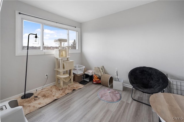 interior space featuring baseboards and wood finished floors