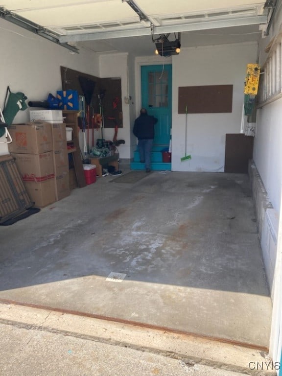 garage with a garage door opener