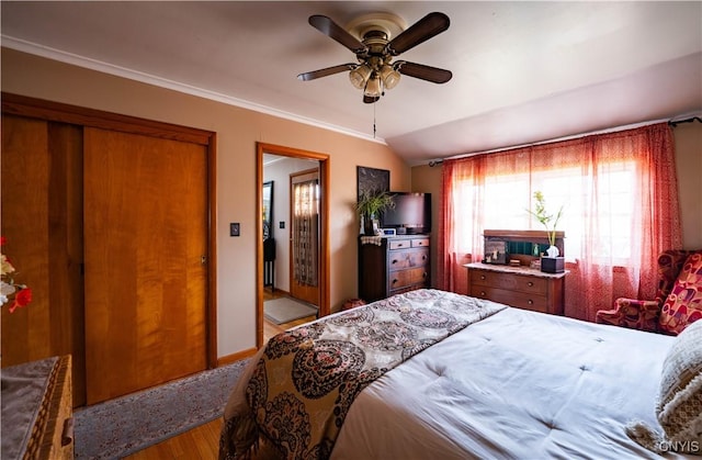 208 Eatonville Rd, Little Falls, NY 13365 - bedroom with wood finished floors, ceiling fan, and lofted ceiling