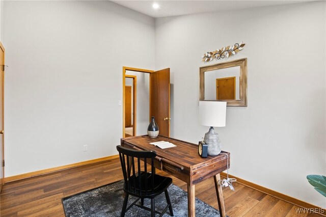 6741 Cole Rd, Orchard Park, NY 14127 - home office with baseboards and wood finished floors