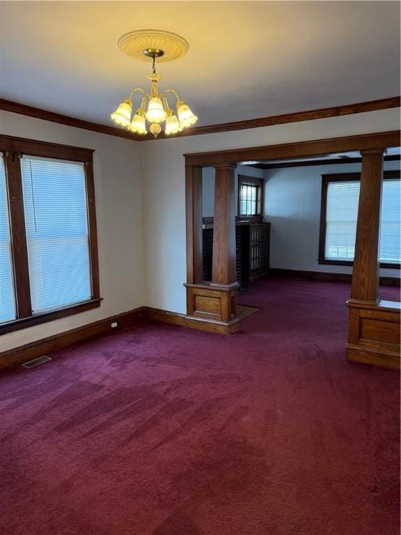 507 W Hudson St, Elmira-City, NY 14904 - interior space featuring an inviting chandelier, carpet floors, baseboards, and visible vents
