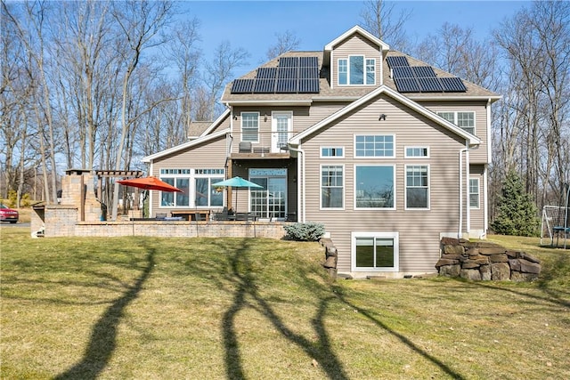 5027 Wyffels Rd, Canandaigua-Town, NY 14424 - rear view of property with a yard and solar panels