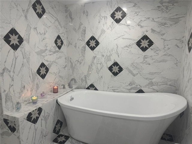 612 Oswegatchie Rd, Palatine, NY 13428 - full bathroom featuring a soaking tub and tile walls