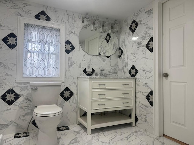612 Oswegatchie Rd, Palatine, NY 13428 - half bath with vanity, toilet, and marble finish floors