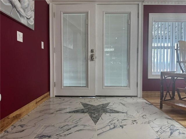 612 Oswegatchie Rd, Palatine, NY 13428 - doorway to outside featuring baseboards and marble finish floors