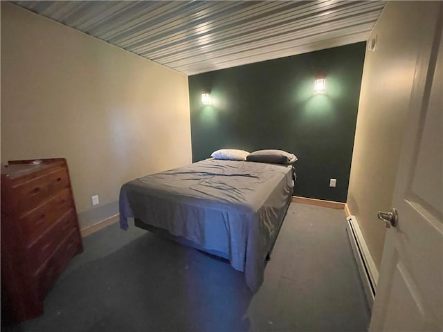 2192 State Route 8, Ohio, NY 13324 - carpeted bedroom with baseboards, billiards, wooden ceiling, and a baseboard heating unit