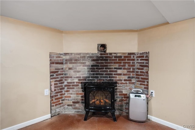 1905 Stump Rd, Skaneateles, NY 13108 - interior details featuring baseboards and a wood stove