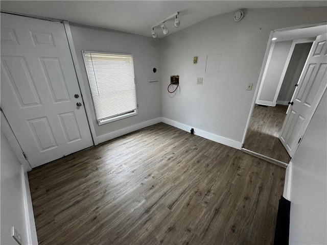 317 W State St, Albion, NY 14411 - foyer entrance with dark wood finished floors and rail lighting