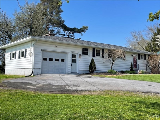4062 Port St, Richland, NY 13142 - ranch-style home with a garage, driveway, and a front lawn