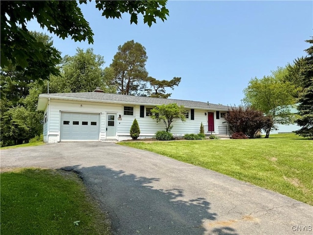 4062 Port St, Richland, NY 13142 - ranch-style house featuring an attached garage, asphalt driveway, and a front lawn
