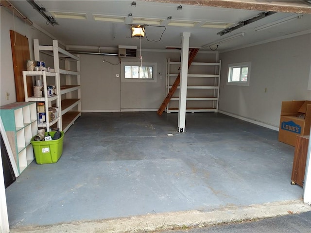 garage with a garage door opener