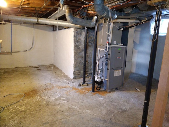 below grade area with heating unit