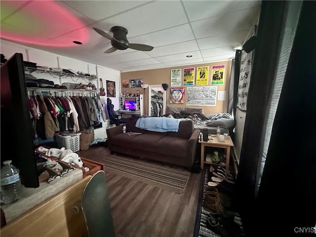 36 Lincoln Ave, Cortland, NY 13045 - bedroom featuring a drop ceiling, ceiling fan, and wood finished floors
