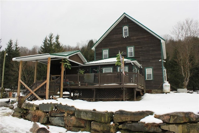 500 Farnham Rd, Sanford, NY 13865 - snow covered house with a deck