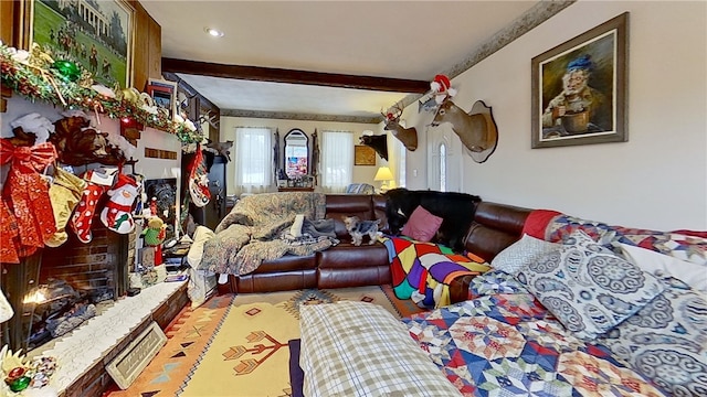 500 Farnham Rd, Sanford, NY 13865 - living room with visible vents and beam ceiling