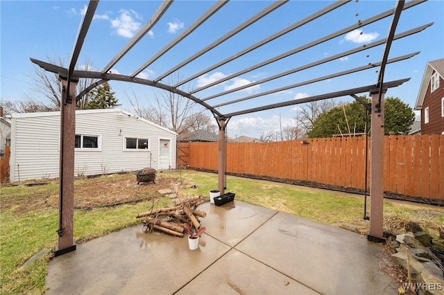 2486 Willow Ave, Niagara Falls, NY 14305 - view of patio with a pergola, a fire pit, and fence