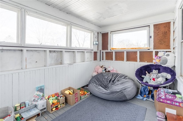 120 Westmont Ave, Elmira, NY 14905 - rec room featuring concrete floors and wood walls