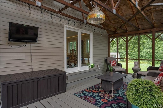 22036 Riverbend Dr W, Le Ray, NY 13601 - deck featuring ceiling fan