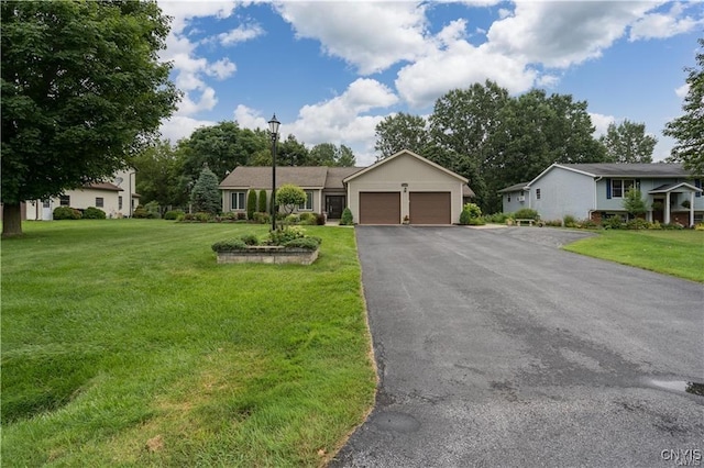 22036 Riverbend Dr W, Le Ray, NY 13601 - ranch-style home with driveway, an attached garage, and a front lawn