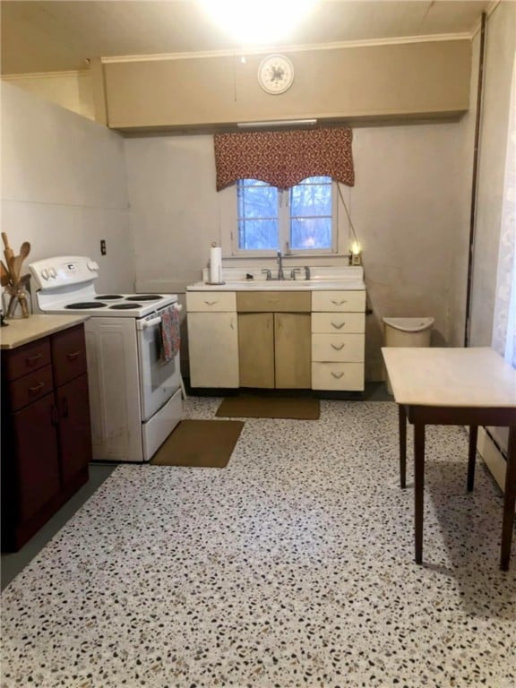 810 River Rd, Sanford, NY 13754 - kitchen featuring electric range and light countertops