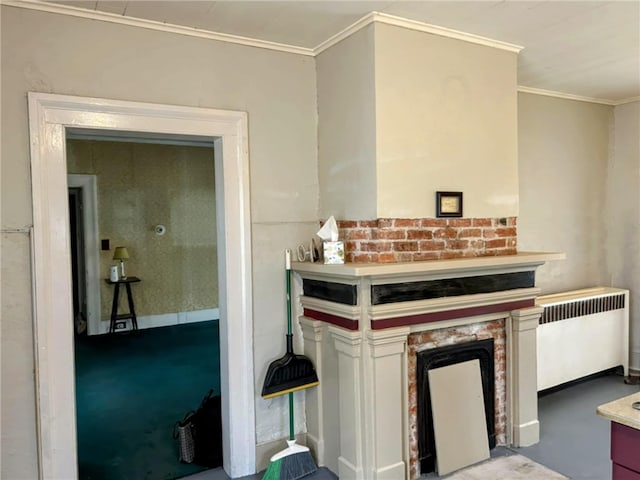 810 River Rd, Sanford, NY 13754 - kitchen with radiator heating unit and ornamental molding