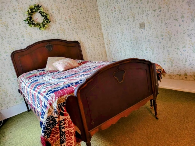 810 River Rd, Sanford, NY 13754 - bedroom with wallpapered walls and carpet floors