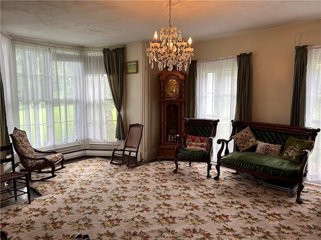 810 River Rd, Sanford, NY 13754 - living area featuring healthy amount of natural light and a chandelier
