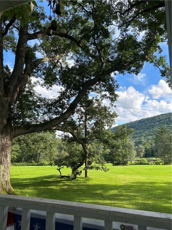 810 River Rd, Sanford, NY 13754 - view of grassy yard featuring a mountain view