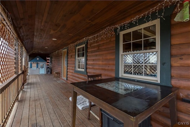 wooden deck featuring a porch
