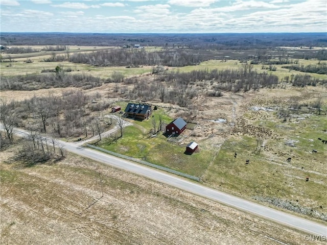 aerial view featuring a rural view