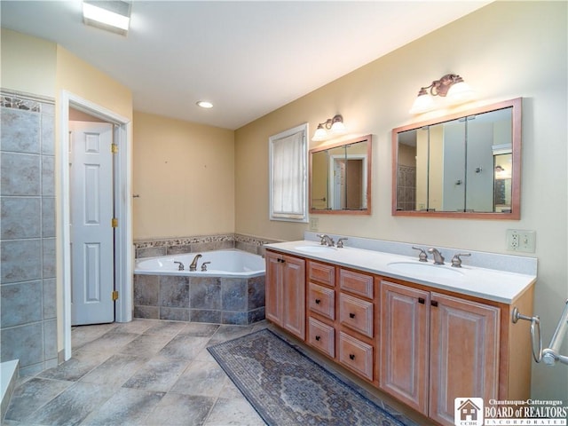 5464 Crestwood Rd, Ellery, NY 14712 - bathroom with double vanity, a sink, and a bath