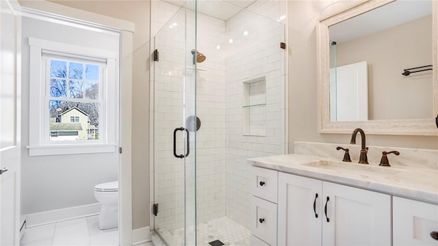 5170 Sunnyside Rd, Italy, NY 14507 - full bath with a shower stall, baseboards, toilet, and vanity