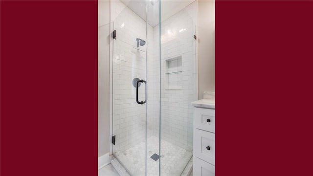 5170 Sunnyside Rd, Italy, NY 14507 - bathroom featuring baseboards and a stall shower