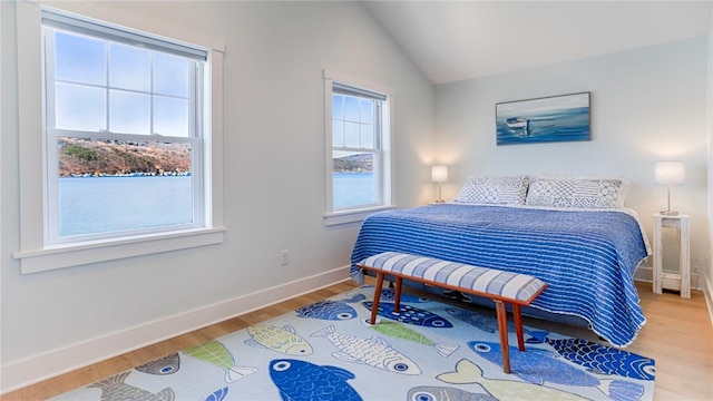 5170 Sunnyside Rd, Italy, NY 14507 - bedroom with baseboards, lofted ceiling, and wood finished floors