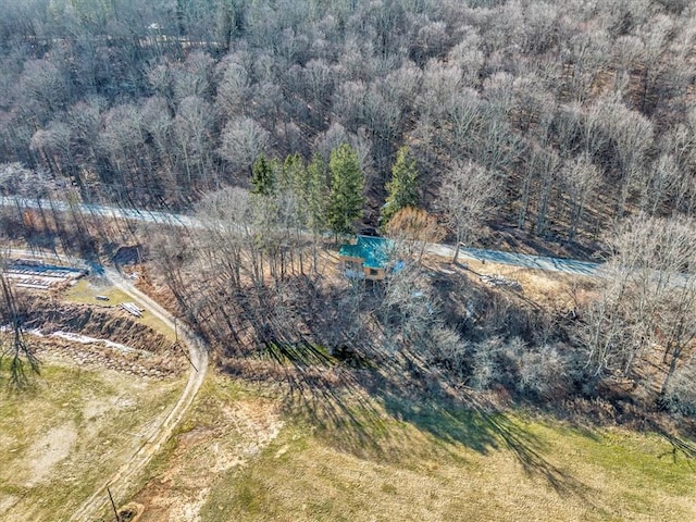 aerial view of a heavily wooded area