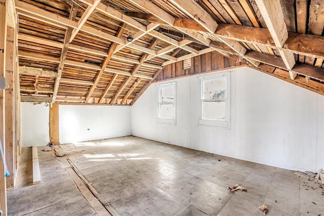 view of unfinished attic