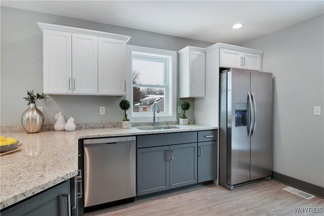 00 Beattie Ave, Lockport-Town, NY 14094 - kitchen featuring a sink, white cabinetry, light wood-style floors, and appliances with stainless steel finishes