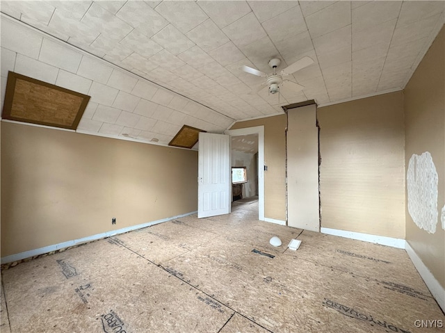 37754 County Route 194, Antwerp, NY 13608 - bonus room featuring baseboards, lofted ceiling, and ceiling fan