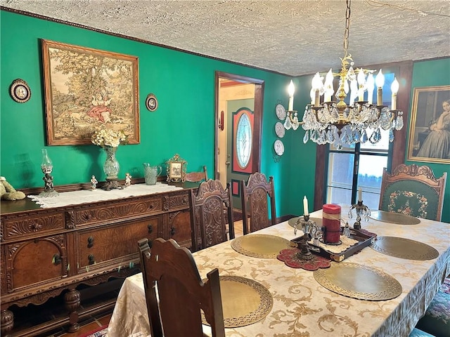 5166 State Highway 41, Smithville, NY 13778 - dining room with a textured ceiling and a notable chandelier