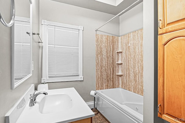 1002 N Madison St, Rome-Inside, NY 13440 - bathroom featuring vanity, shower / washtub combination, and baseboard heating