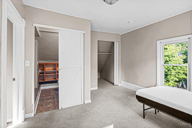 1002 N Madison St, Rome-Inside, NY 13440 - bedroom with carpet, a closet, and wood walls