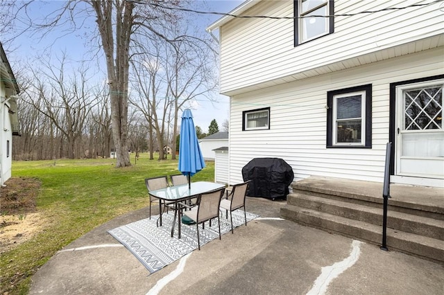 view of patio / terrace featuring grilling area and outdoor dining space