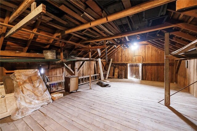 view of unfinished attic