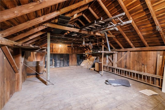view of unfinished attic