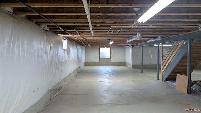 below grade area featuring stairway