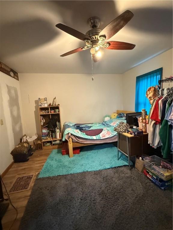 39 Steuben St, Addison, NY 14801 - bedroom featuring visible vents, wood finished floors, and ceiling fan