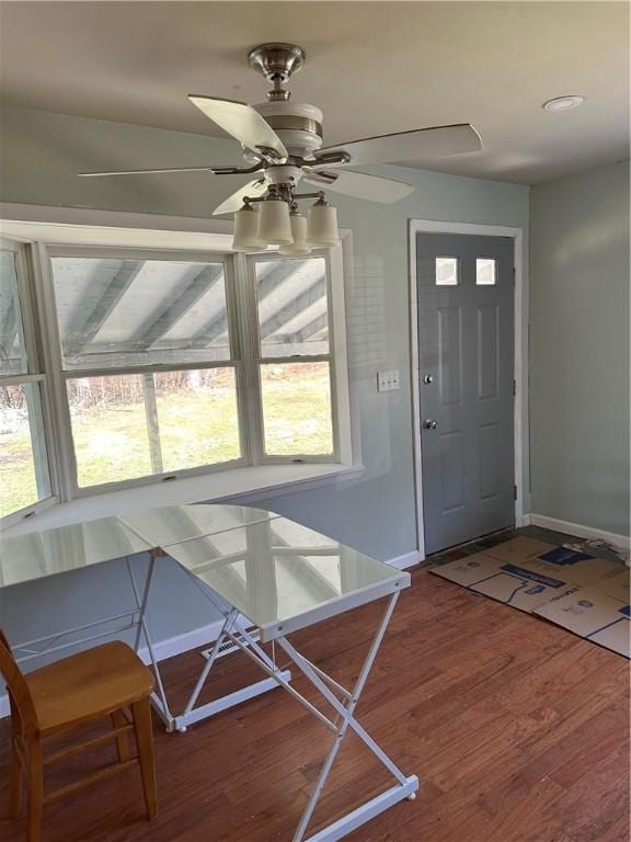 5187 State Highway 23, Norwich-Town, NY 13815 - foyer with baseboards, wood finished floors, and a ceiling fan