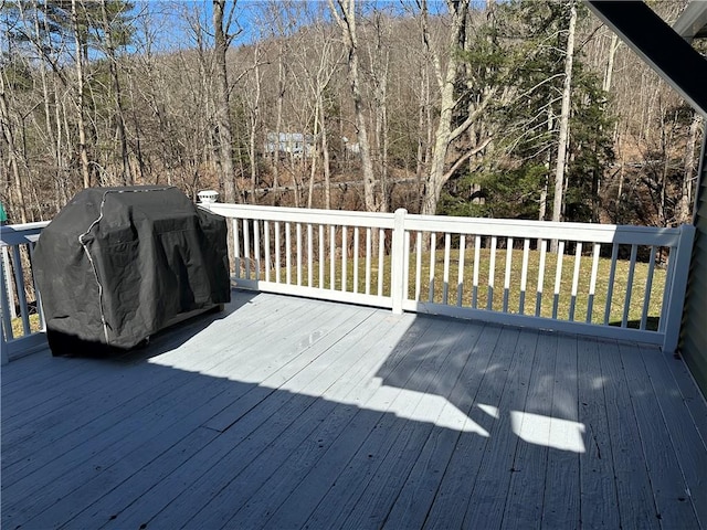 5187 State Highway 23, Norwich-Town, NY 13815 - deck featuring a grill and a forest view