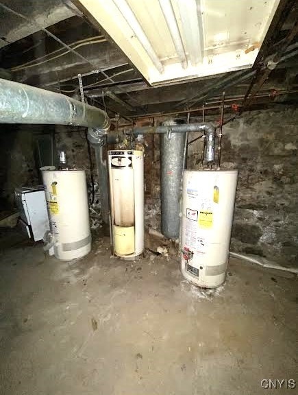 utility room featuring water heater