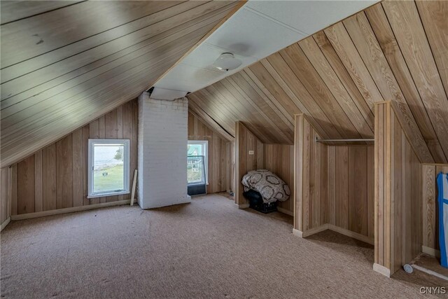 3192 Carleton Island Rd Unit 1, Cape Vincent, NY 13618 - bonus room with vaulted ceiling, wood walls, carpet floors, and wood ceiling